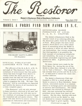 THE RESTORER 1956 MAY/JUNE - Vol 1 No 1 REPRINT